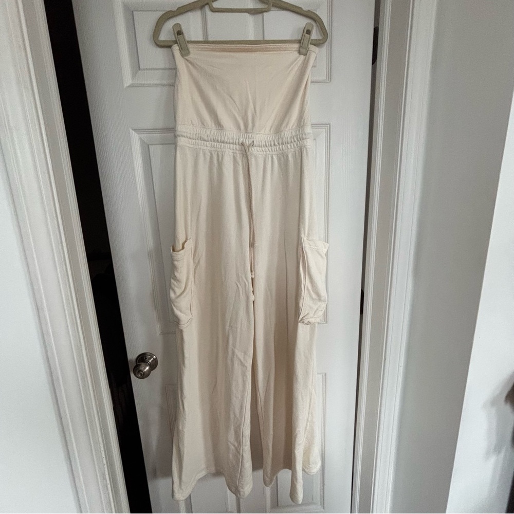 FP Movement by Free People cream Strapless Wide-Leg Jumpsuit